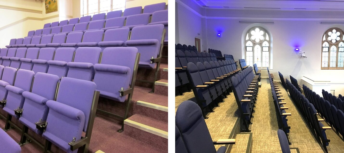 Tip-up seats, auditorium seating, fold down seats, theatre seats, fixed chairs
